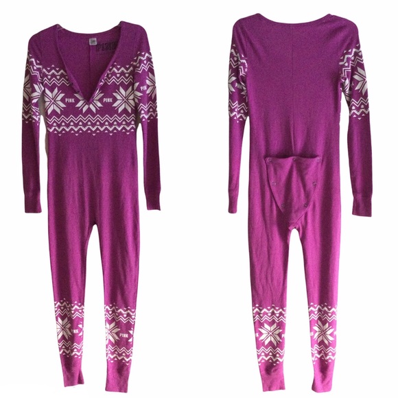 PINK Victoria’s Secret Winter Onesie Waffle Thermal Pajamas Small - Picture 1 of 13